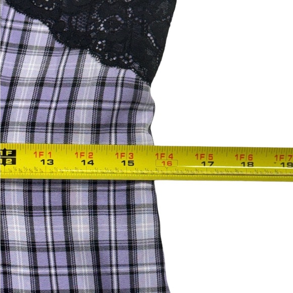 ROMWE size large NWT purple plaid design dress with black lace detailing. - Picture 6 of 10